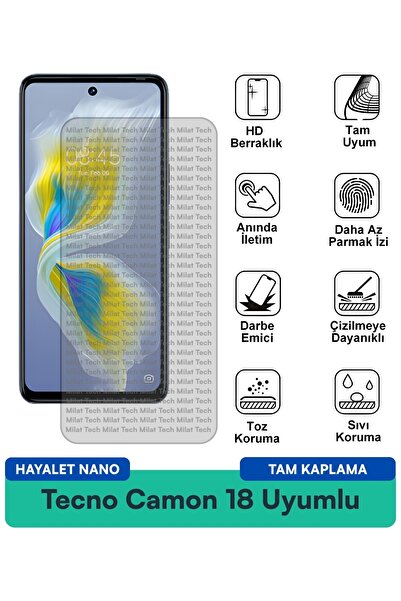 Milat Tech فيلم حماية الشاشة تكنو كامون 18 هايليت نانو بدون فقاعات سهل التركيب