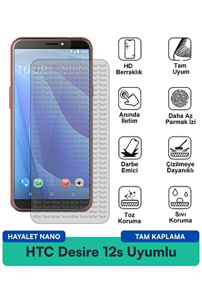 Milat Tech فيلم حماية الشاشة HTC Desire 12s Hayalet Nano مضاد للخدش وحماية ال...