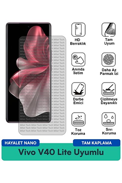 Milat Tech فيلم حماية الشاشة Vivo V40 Lite Hayalet Nano مقاوم للخدوش والصدمات
