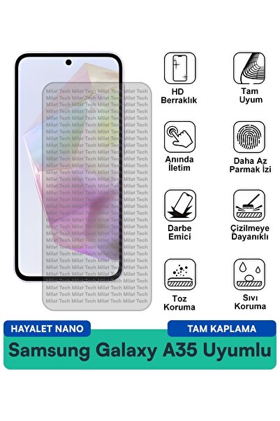 Milat Tech تطبيق عملي لفيلم حماية الشاشة Samsung Galaxy A35 Ghost Nano بدون ف...