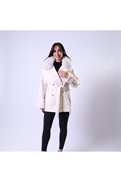 baydemir tekstil Bebe Yaka Gerçek Kürklü Kaşe Kaban