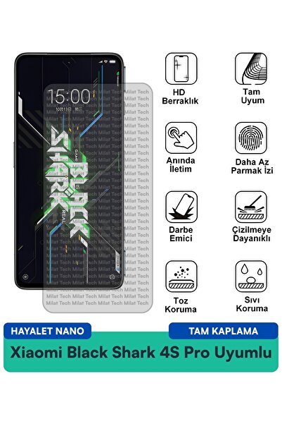 Milat Tech طبقة حماية للشاشة من Xiaomi Black Shark 4S Pro Hayalet Nano مقاومة...