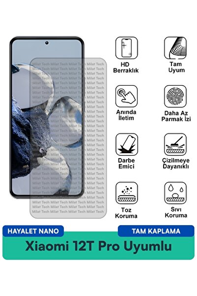 Milat Tech طبقة حماية شاشة Xiaomi 12T Pro Hayalet Nano تعمل باللمس بشكل مثالي