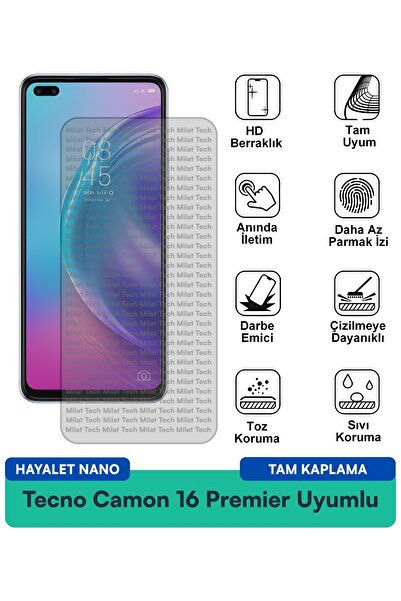 Milat Tech فيلم حماية الشاشة Tecno Camon 16 Premier Hayalet Nano مقاوم للخدوش...