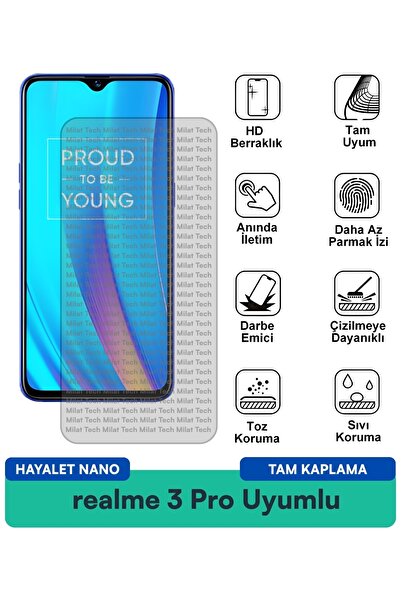 Milat Tech فيلم حماية الشاشة ريلمي 3 برو هايلايت نانو سهل التركيب ويمنع الخدوش