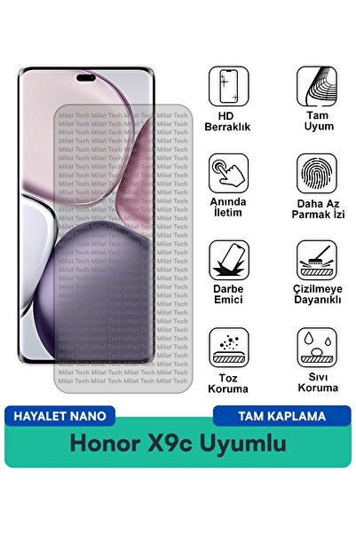 Milat Tech فيلم حماية الشاشة Honor X9c Hayalet Nano يوفر إحساسًا مثاليًا وخصوصية