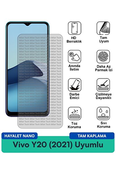 Milat Tech فيلم حماية الشاشة Vivo Y20 (2021) Ghost Nano ذو ملمس ناعم عند اللمس