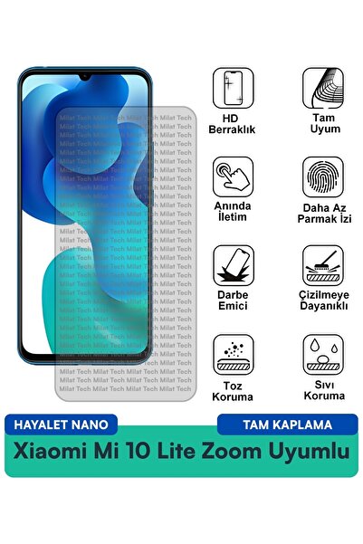 Milat Tech طبقة حماية للشاشة من Xiaomi Mi 10 Lite Zoom Hayalet Nano مقاومة لل...