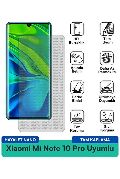Milat Tech فيلم حماية شاشة Xiaomi Mi Note 10 Pro Hayalet Nano مقاوم للخدوش وا...