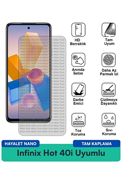 Milat Tech فيلم حماية الشاشة Infinix Hot 40i Hayalet Nano مقاوم للخدوش والصدمات