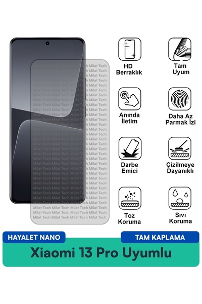 Milat Tech واقي شاشة Xiaomi 13 Pro Hayalet Nano مضاد لبصمات الأصابع