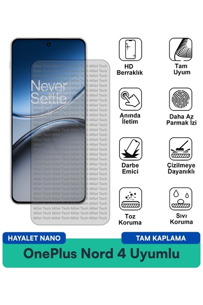 Milat Tech طبقة حماية للشاشة من OnePlus Nord 4 Hayalet Nano للخصوصية ومقاومة ...