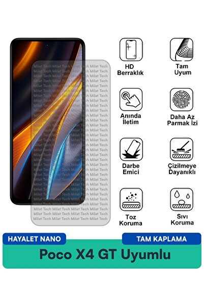 Milat Tech طبقة حماية شاشة Poco X4 GT Hayalet Nano سهلة التركيب بدون فقاعات