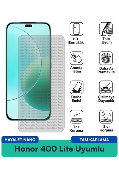 Milat Tech فيلم حماية الشاشة Honor 400 Lite Hayalet Nano مقاوم للخدوش والصدمات