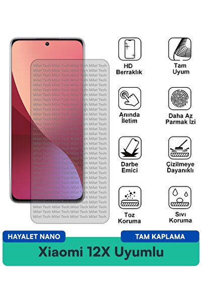Milat Tech فيلم حماية شاشة Xiaomi 12X Hayalet Nano مقاوم للبقع ومضاد للخدش