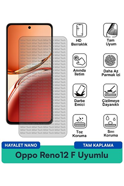 Milat Tech طبقة حماية للشاشة من نوع Oppo Reno12 F Hayalet Nano مقاومة للخدوش ...