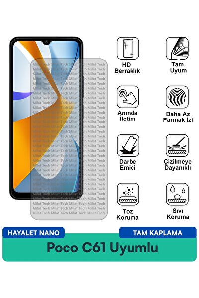 Milat Tech طبقة حماية للشاشة من Poco C61 Hayalet Nano ذات سطح أملس وخصوصية