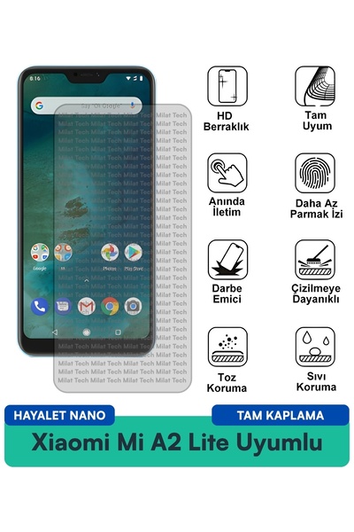 Milat Tech طبقة حماية للشاشة من Xiaomi Mi A2 Lite Hayalet Nano مقاومة للخدوش ...