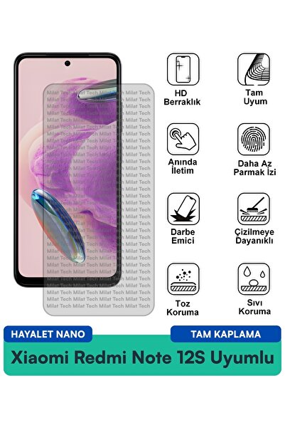 Milat Tech طبقة حماية للشاشة من Xiaomi Redmi Note 12S Hayalet Nano مقاومة للخ...