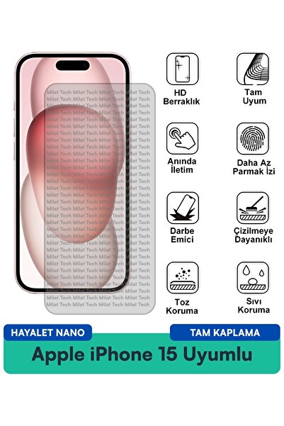 Milat Tech فيلم حماية الشاشة Apple iPhone 15 Ghost Nano ناعم ومتين
