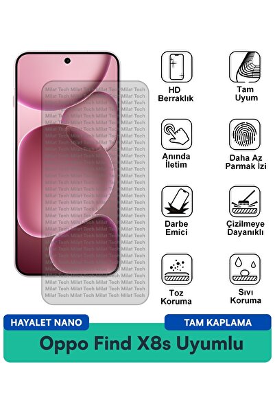 Milat Tech فيلم حماية الشاشة Oppo Find X8s Hayalet Nano مقاوم للخدوش والصدمات