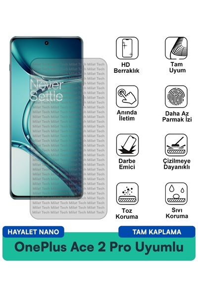 Milat Tech طبقة حماية للشاشة من OnePlus Ace 2 Pro Hayalet Nano تمنع بصمات الأ...