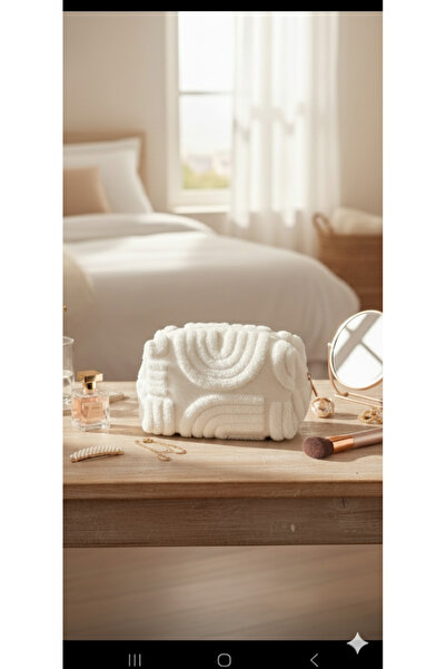 YILDIZ DİJİTAL HOME منظم مكياج كبير الحجم من قماش كريم بانش مقاس 20 سم – ستار...