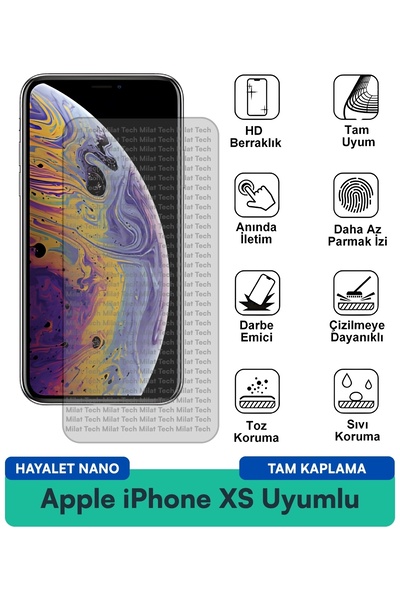 Milat Tech طبقة حماية للشاشة من Apple iPhone XS Hayalet Nano هي هيكل مقاوم لل...