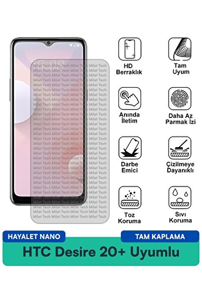 Milat Tech فيلم حماية الشاشة HTC Desire 20+ Hayalet Nano مقاوم للخدوش والصدمات