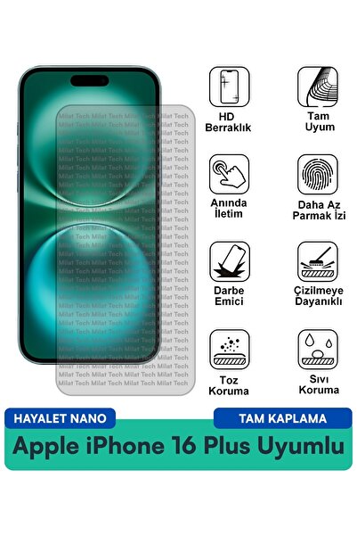 Milat Tech فيلم حماية الشاشة آبل آيفون 16 بلس هايلايت نانو سهل التركيب بدون ف...