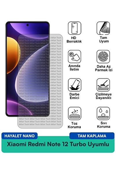 Milat Tech طبقة حماية للشاشة من Xiaomi Redmi Note 12 Turbo Ghost Nano مقاومة ...