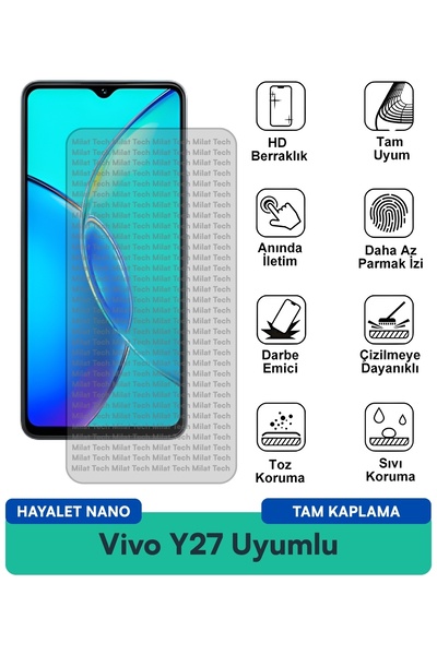 Milat Tech فيلم حماية الشاشة Vivo Y27 Ghost Nano مقاوم للخدوش والصدمات