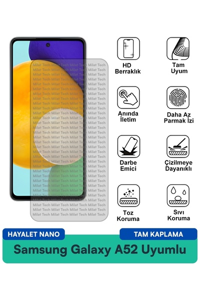 Milat Tech واقي شاشة سامسونج جالاكسي A52 هايتل نانو مقاوم للخدوش والصدمات