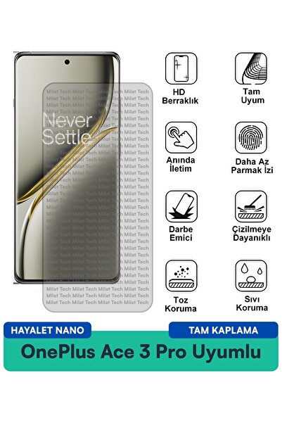Milat Tech طبقة حماية للشاشة من OnePlus Ace 3 Pro Hayalet Nano متينة ومرنة ور...