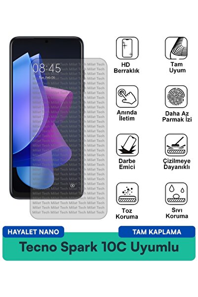 Milat Tech فيلم حماية الشاشة Tecno Spark 10C Hayalet Nano مقاوم للخدوش والصدمات