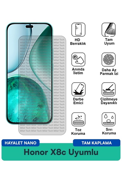 Milat Tech فيلم حماية الشاشة Honor X8c Hayalet Nano مقاوم للخدوش والصدمات