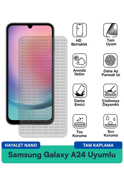 Milat Tech فيلم حماية الشاشة سامسونج جالاكسي A24 هايلايت نانو مقاوم للخدوش وا...