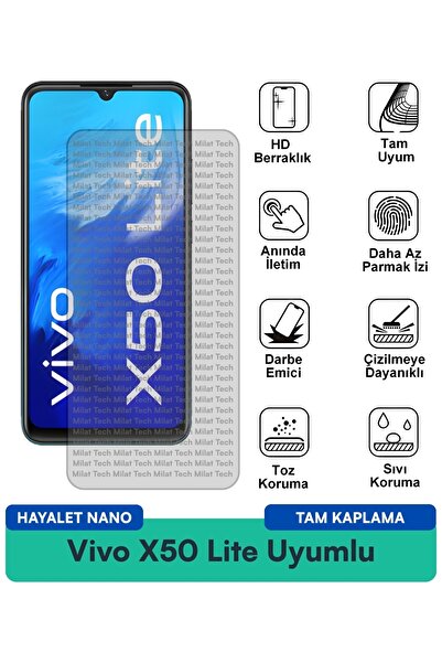 Milat Tech فيلم حماية الشاشة Vivo X50 Lite Hayalet Nano ممتص للصدمات ومقاوم ل...