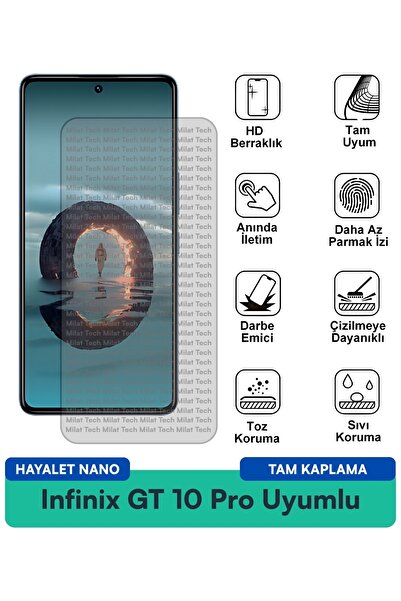 Milat Tech فيلم حماية الشاشة Infinix GT 10 Pro Hayalet Nano مقاوم للخدوش والص...