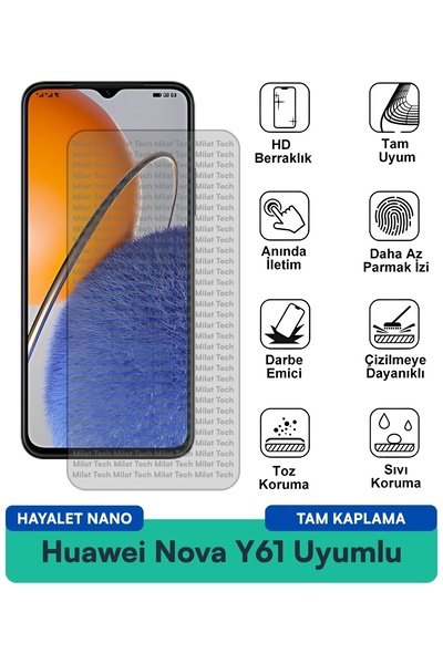 Milat Tech طبقة حماية للشاشة من هواوي نوفا Y61 هايلايت نانو، حماية طويلة الأم...