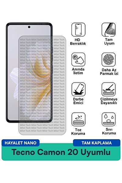 Milat Tech طبقة حماية للشاشة من تكنو كامون 20 هايلايت نانو، سطح مرن ممتص للصدمات