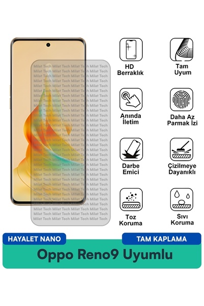Milat Tech طبقة حماية للشاشة من نوع Oppo Reno9 Ghost Nano مقاومة للخدوش والصدمات