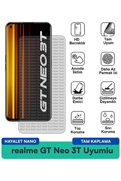 Milat Tech فيلم حماية الشاشة Realme GT Neo 3T Hayalet Nano مقاوم للخدوش والصدمات