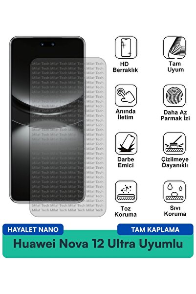 Milat Tech طبقة حماية للشاشة من هواوي نوفا 12 الترا هايلايت نانو مقاومة للبقع...
