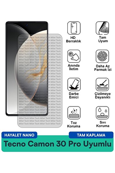 Milat Tech فيلم حماية الشاشة Tecno Camon 30 Pro Hayalet Nano مقاوم للخدوش وال...