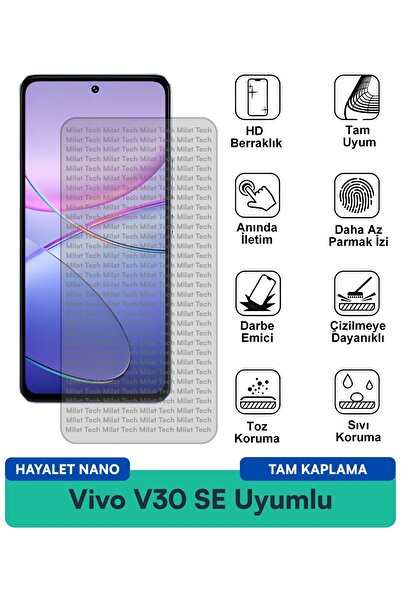 Milat Tech فيلم حماية الشاشة Vivo V30 SE Hayalet Nano مقاوم للخدوش والصدمات
