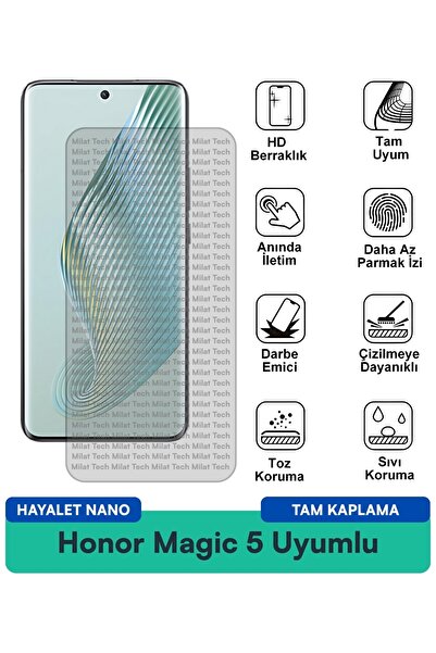 Milat Tech فيلم حماية الشاشة Honor Magic 5 Hayalet Nano مقاوم للبقع وحساس للمس