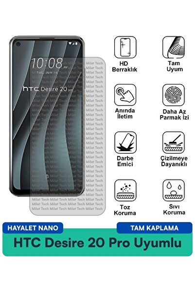 Milat Tech فيلم حماية الشاشة HTC Desire 20 Pro Hayalet Nano مقاوم للخدوش والص...