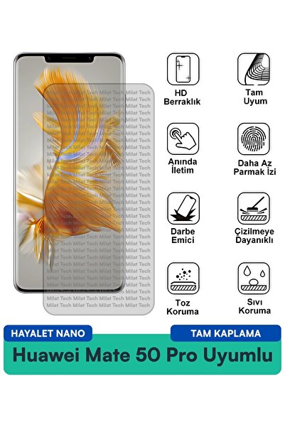 Milat Tech طبقة حماية شاشة هواوي ميت 50 برو هايلايت نانو مقاومة للخدوش والصدمات
