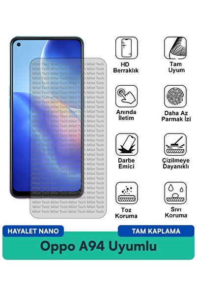 Milat Tech طبقة حماية شاشة Oppo A94 Hayalet Nano سهلة التركيب تمنع الخدوش